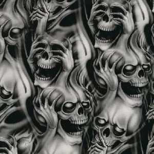 grey wave skull hydro dipping film on sale